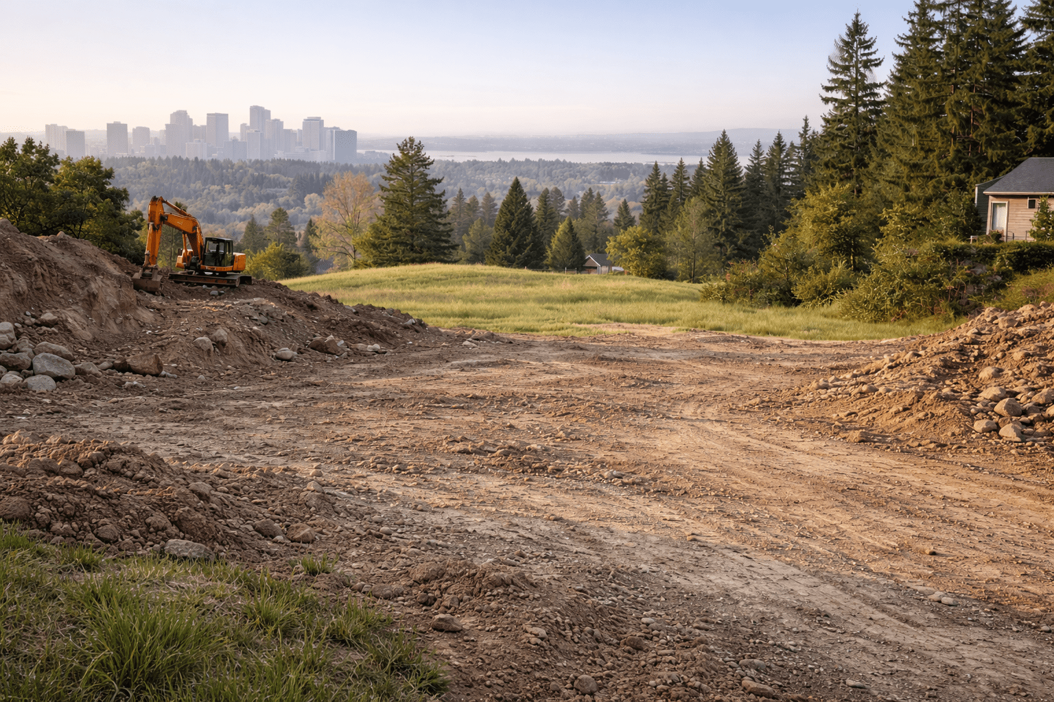 Undeveloped residential lot in Bellevue prepared for custom home construction